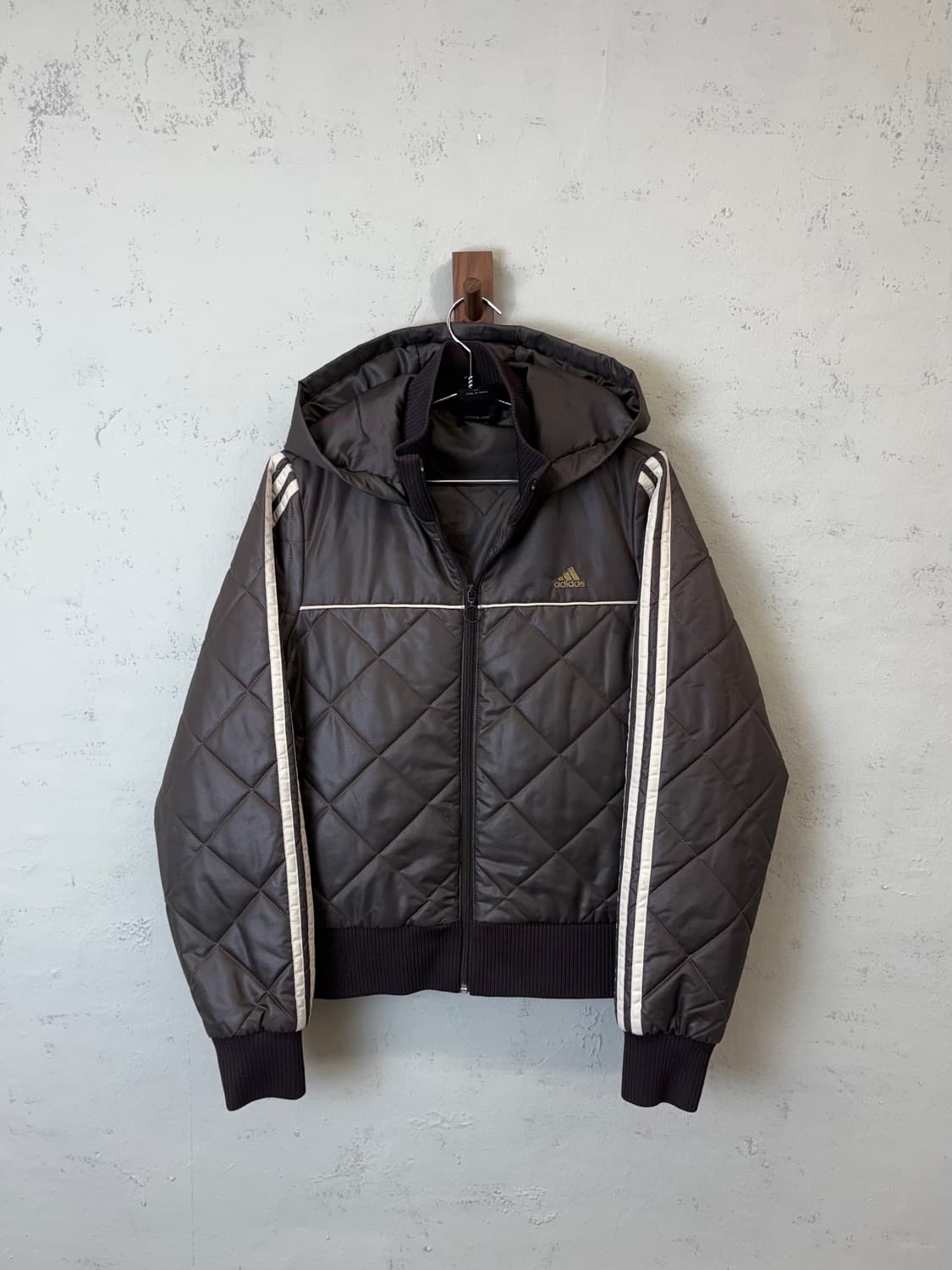 아디다스 빈티지 브라운 숏 후드 패딩 상품이미지1