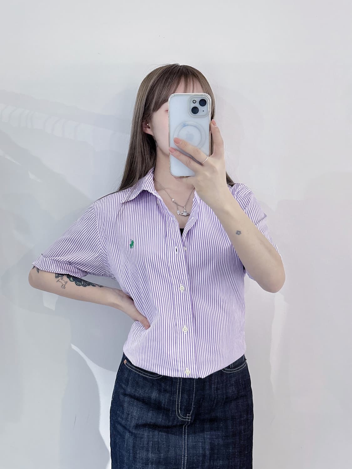 폴로랄프로렌 그린포니 스트라이프 반팔 셔츠 상품이미지2