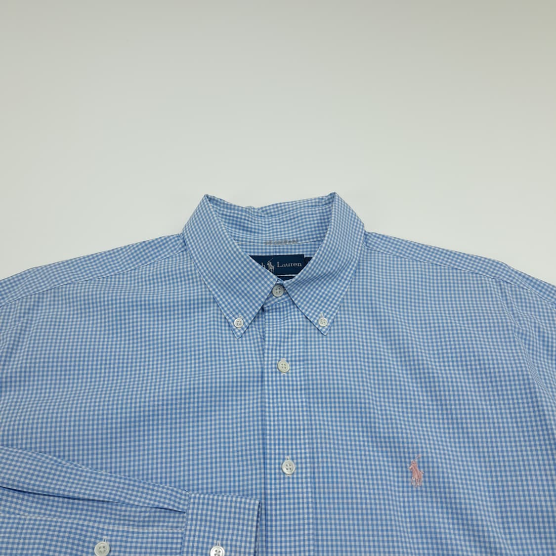 CN786 XL 폴로 랄프로렌 스카이블루 마이크로타탄체크 긴팔 셔츠 남방 상품이미지3