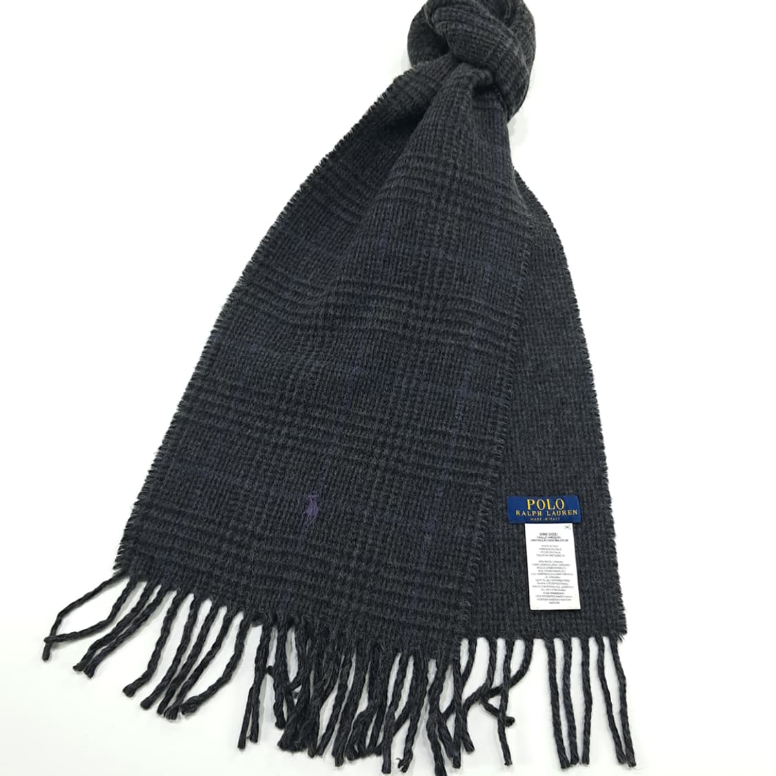 MX326 폴로 랄프로렌 퍼플 윈도우페인 양면 버진울 목도리 머플러 상품이미지3