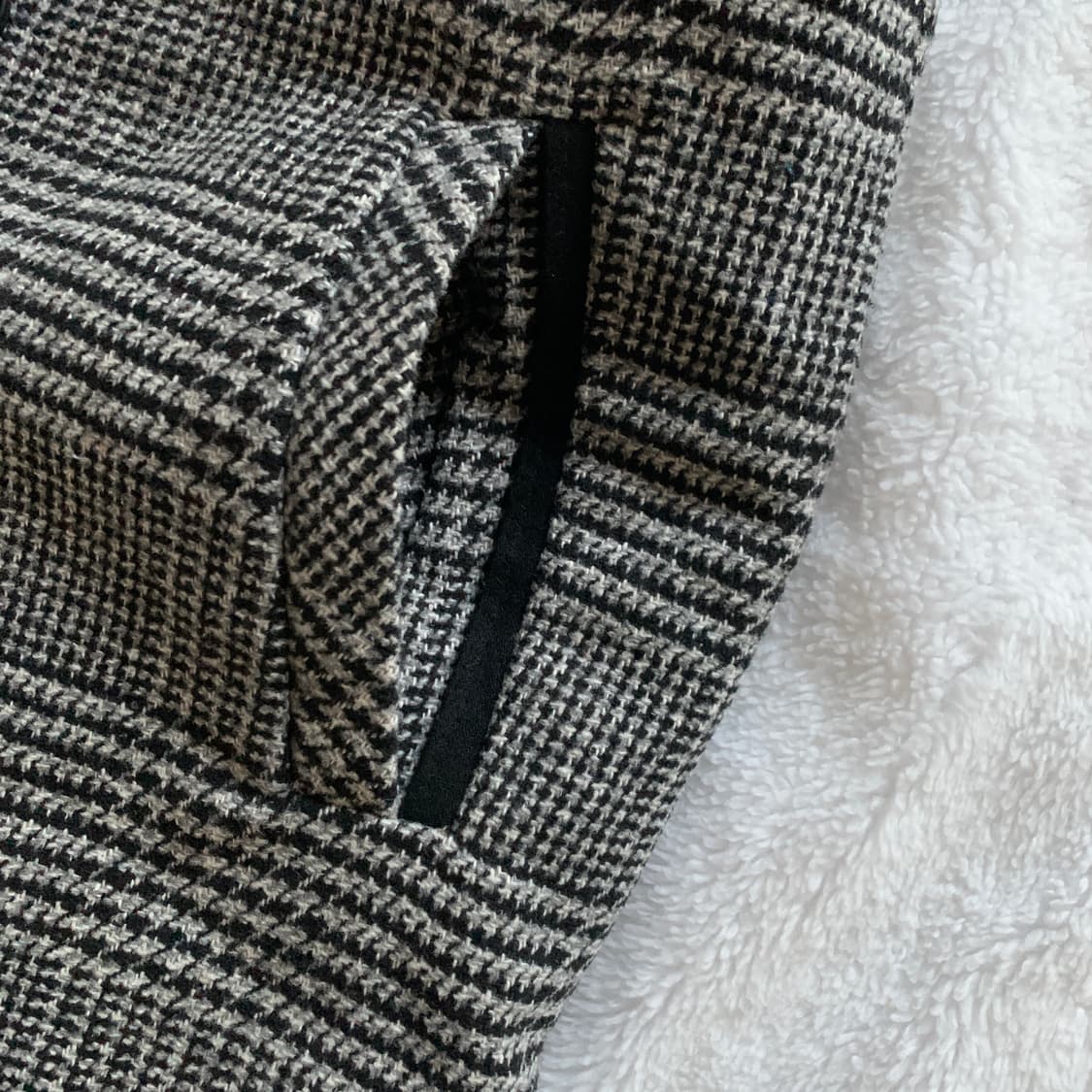 빈티지 체크 원버튼 누빔 울 롱코트 상품이미지4