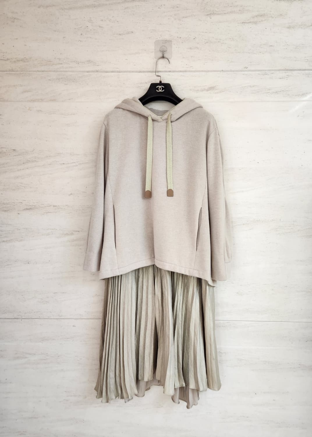 SJSJ 안감기모 후드 티셔츠 플리츠 원피스 44~55사이즈 상품이미지6