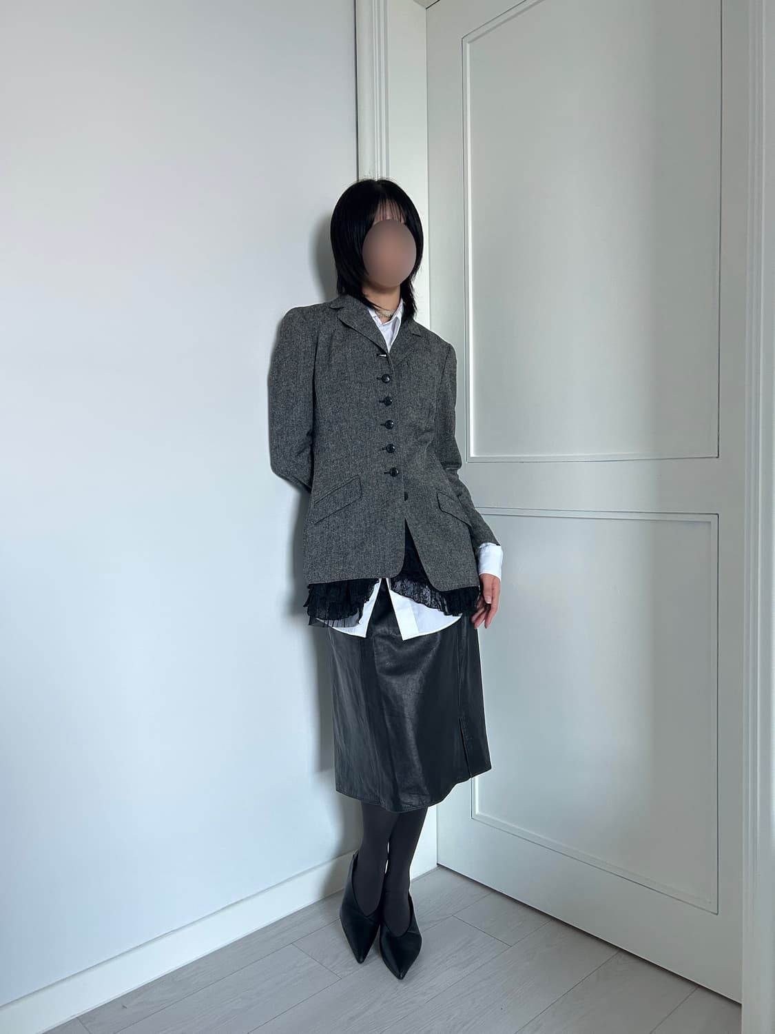 Grey Fitted Button Jacket / 빈티지 슬림핏 자켓 상품이미지1