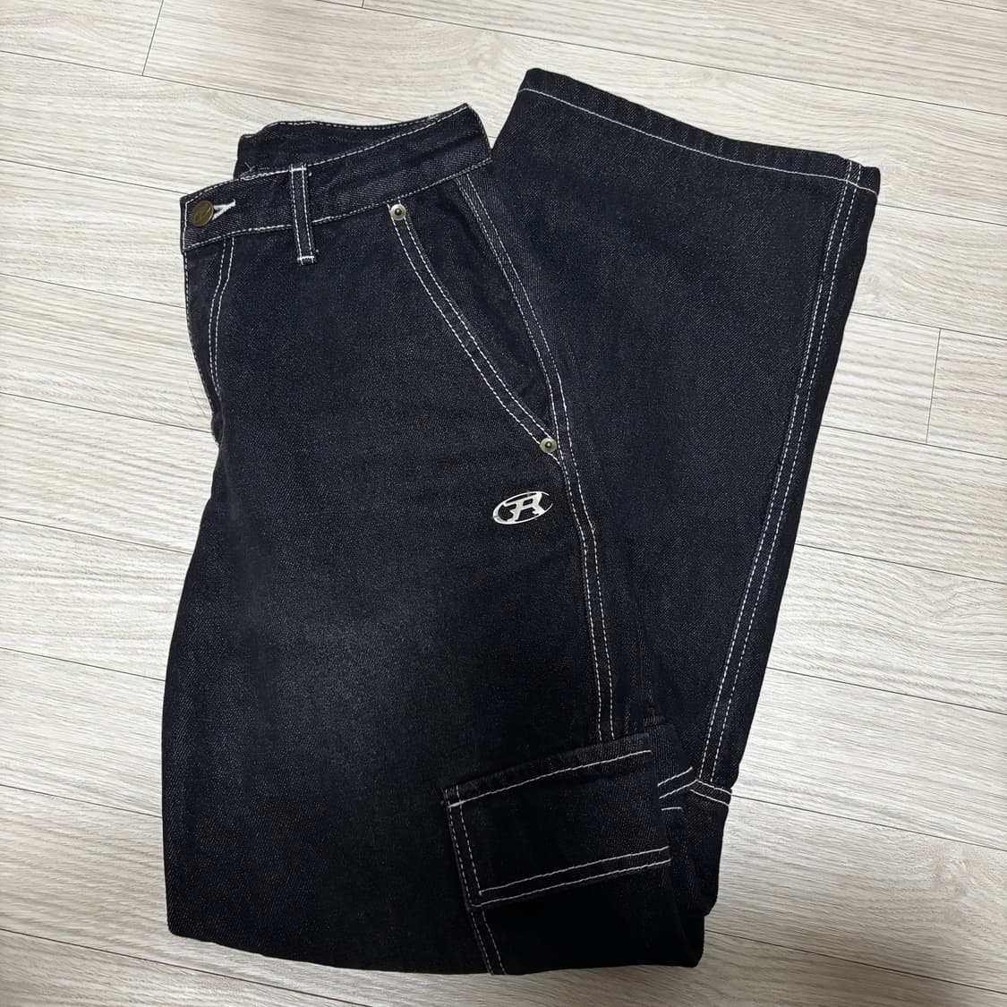 락케이크 하프문 카고 데님 와이드 팬츠 XS 상품이미지9