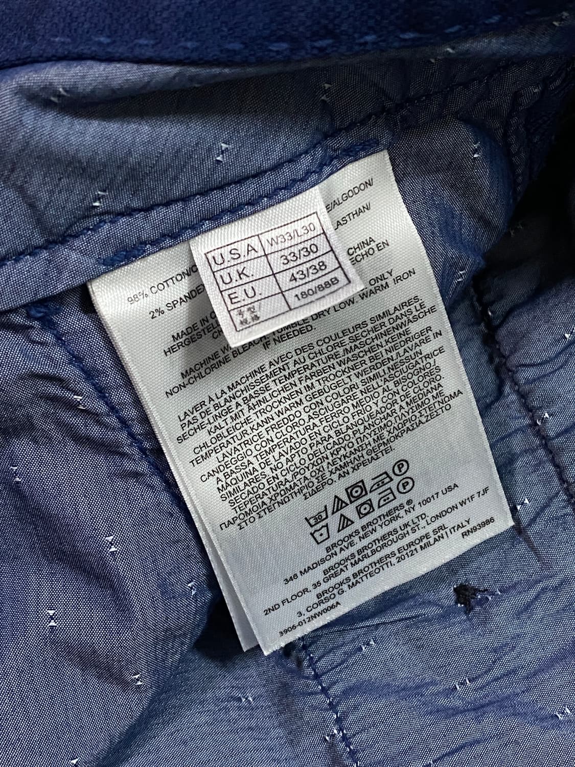 브룩스 브라더스 클락핏 가먼트 다잉 팬츠 네이비 W33 L30 상품이미지7