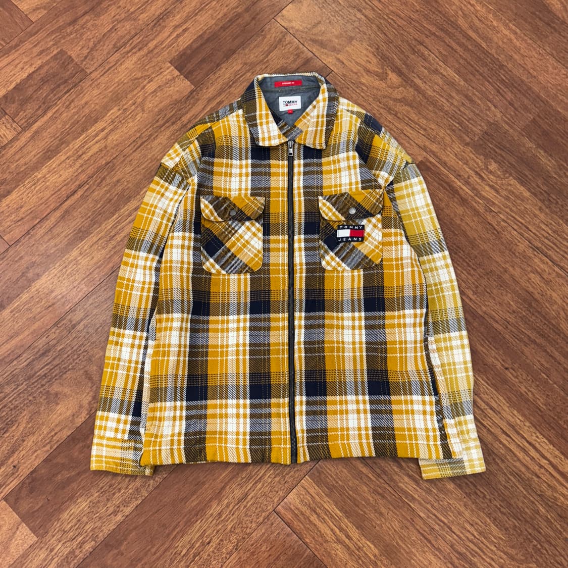 L(105) 타미힐피거 타미진스 체크 오버핏 집업 자켓  상품이미지1