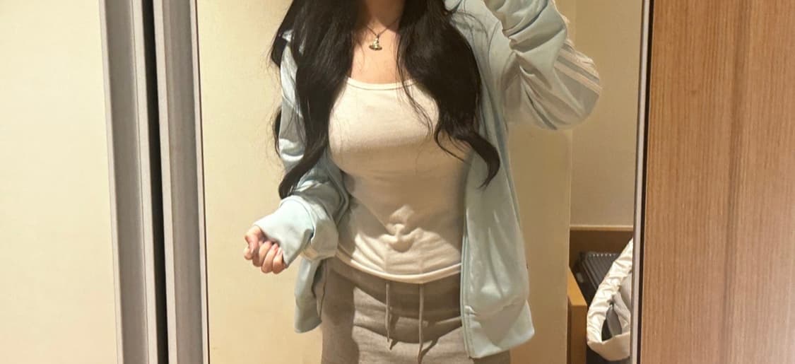 시나모롤깔 스카이블루 하늘민트색 아디다스 져지 상품이미지3