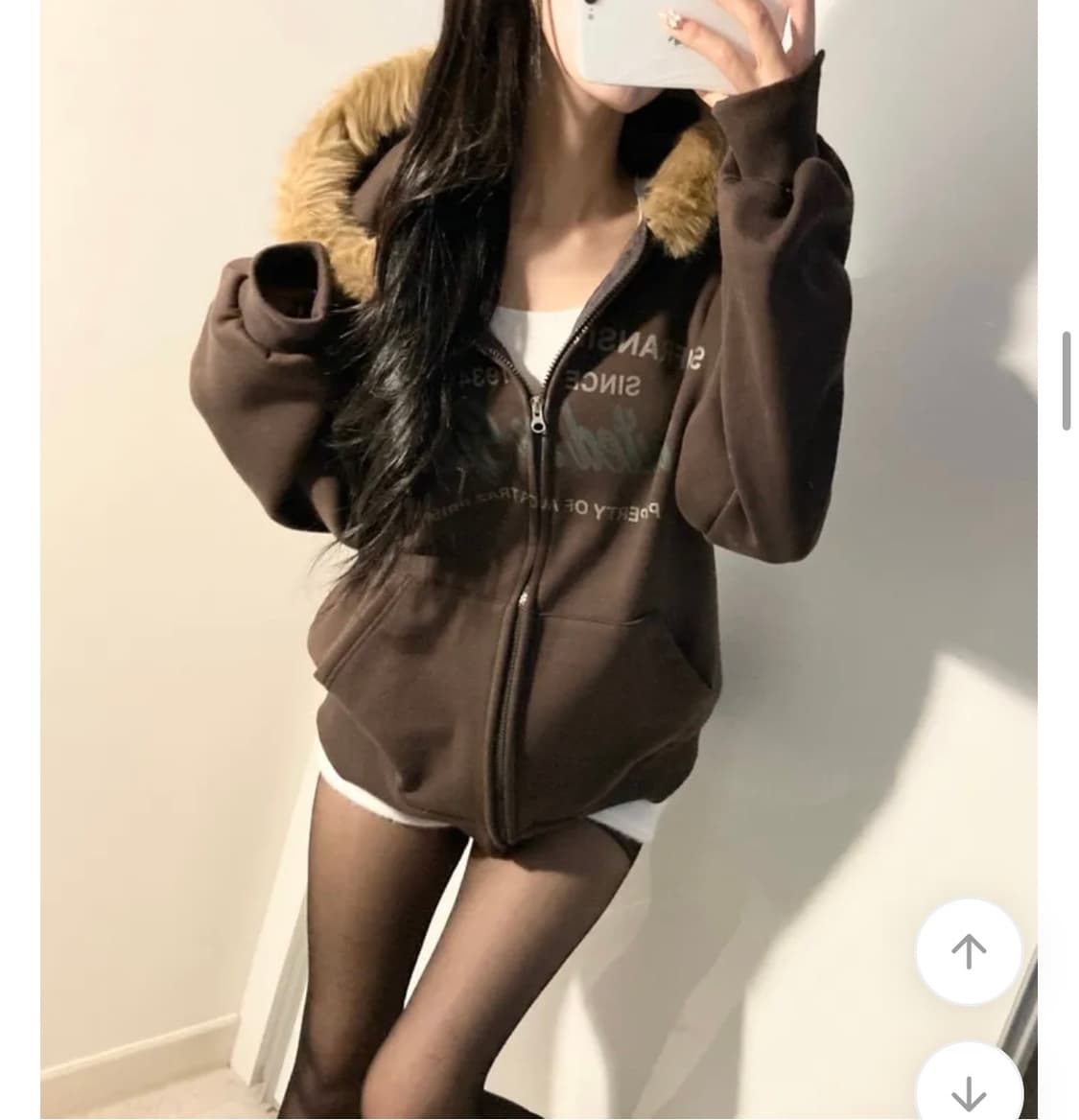 에이블리 레터링 털 모자 퍼 기모 후드집업 (새상품) 상품이미지2