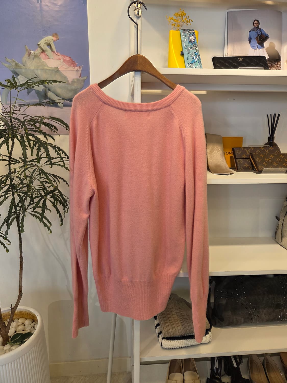 Dearest 핑크 오버핏 V넥 울니트 상품이미지5