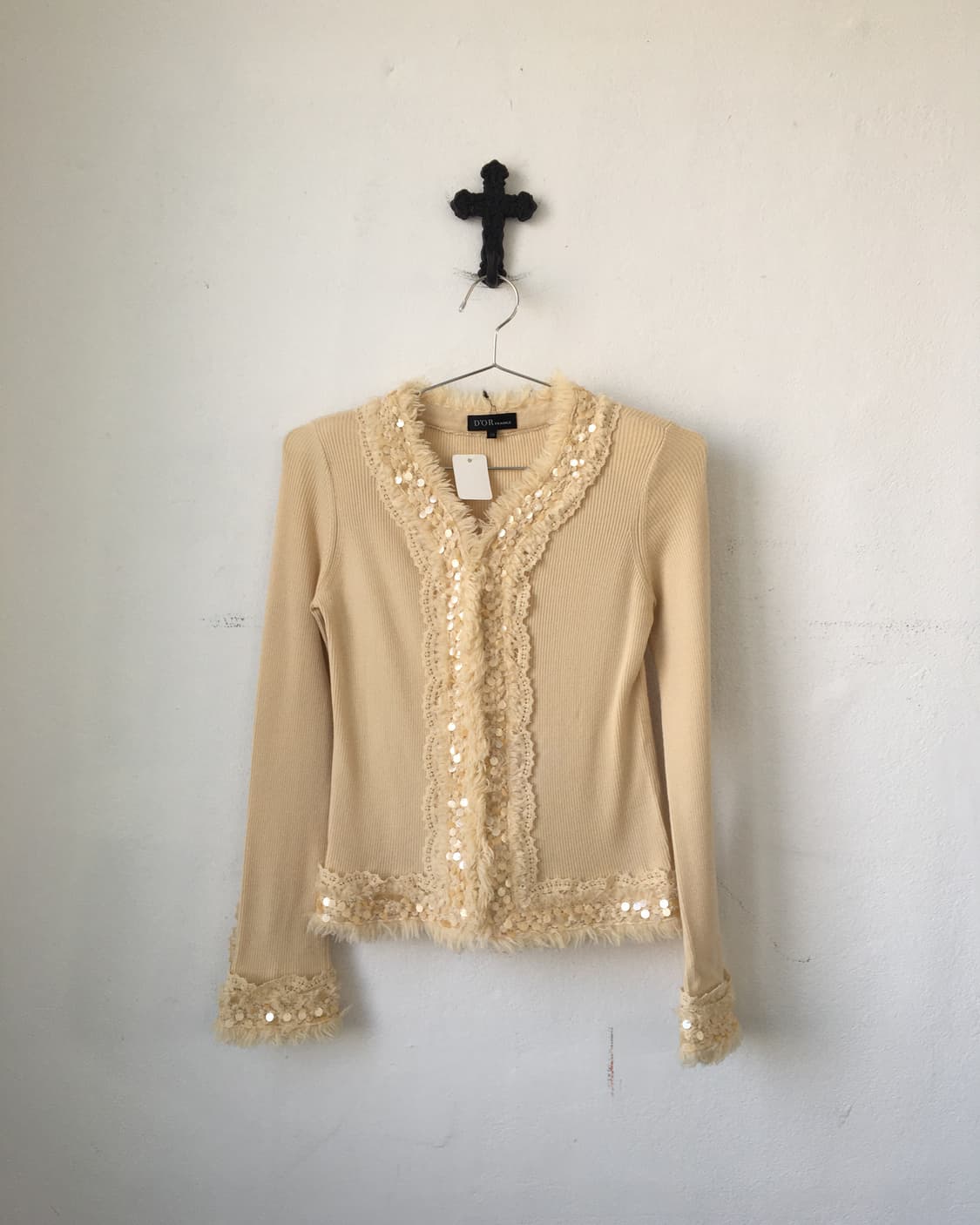 Beads fringe knit cardigan 상품이미지2