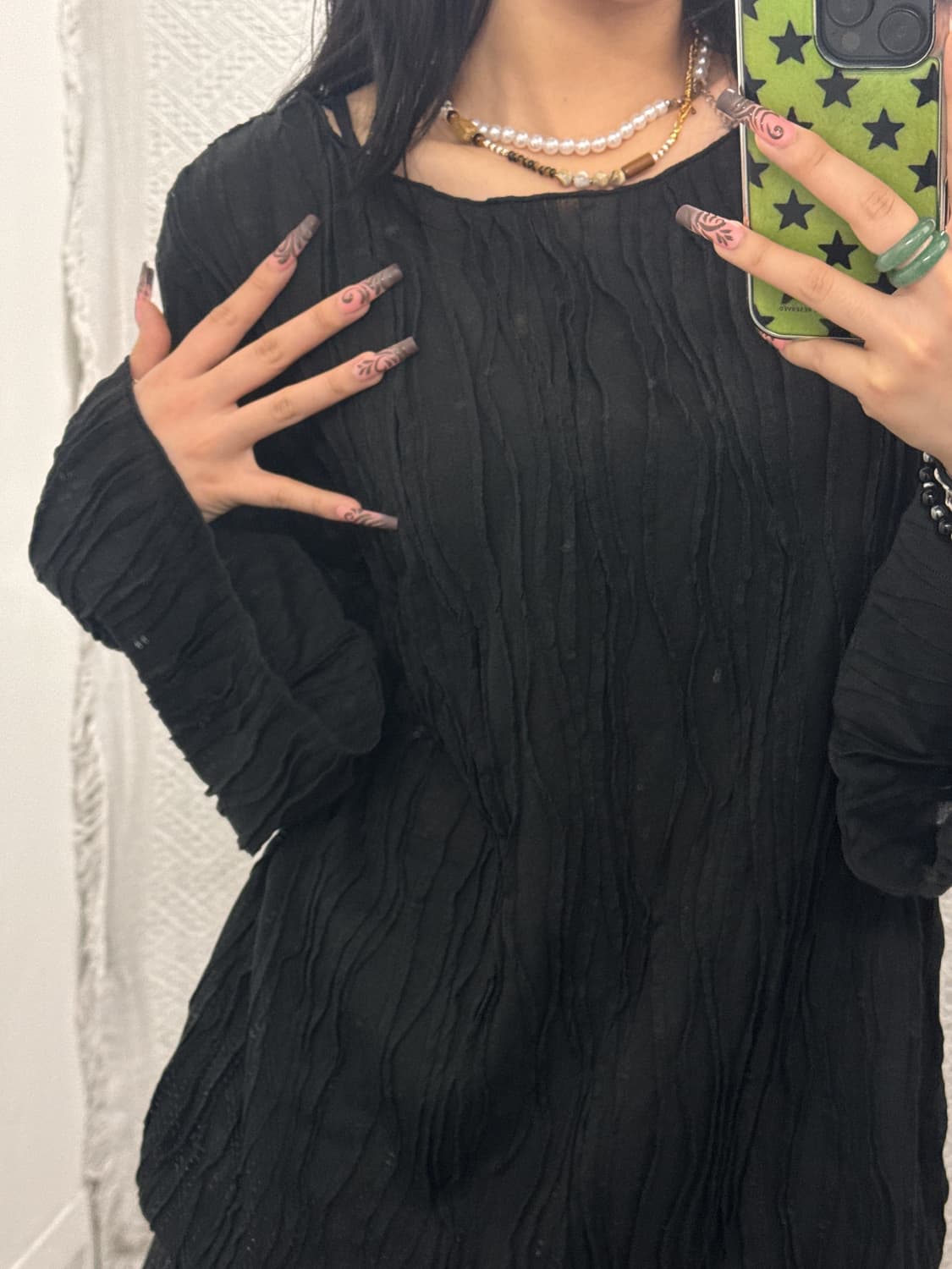 빈티지 코지 그런지 물결 텍스처 아방핏 블라우스 K0253 상품이미지2