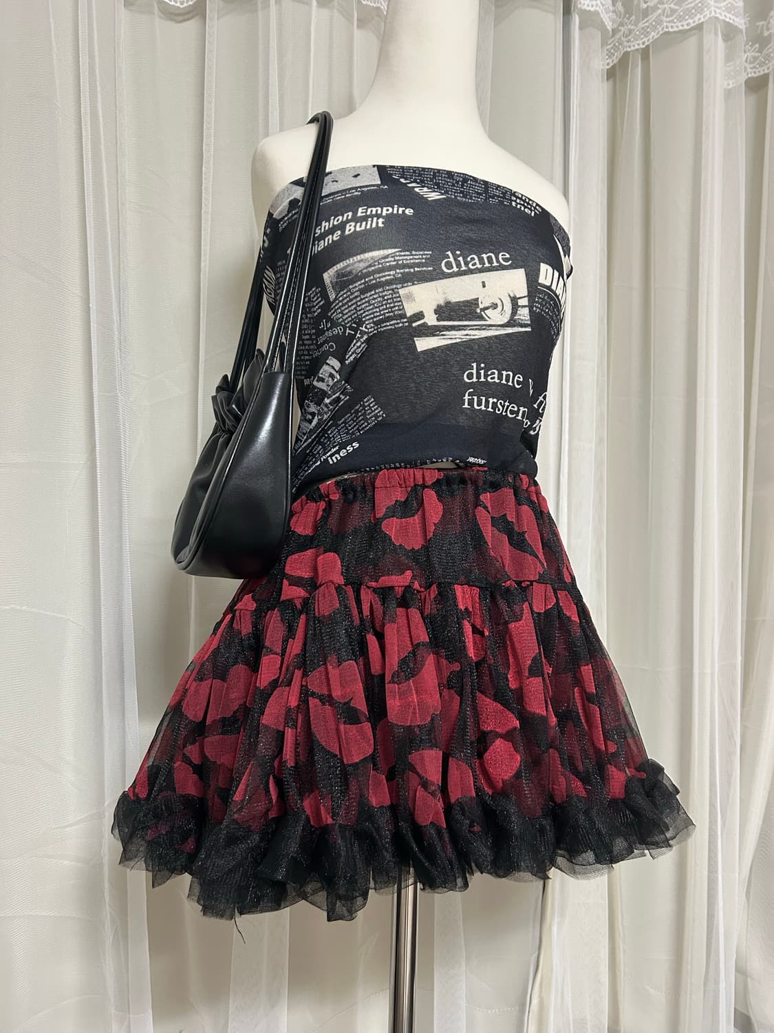 고스펑크 립패턴 튜튜스커트 바디라인깔 상품이미지1