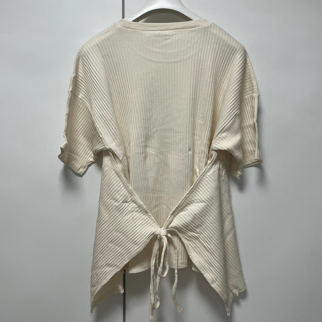 [XS,S,M]베이스레인지 25ss 랩 리브 티셔츠/아이보리 상품이미지3