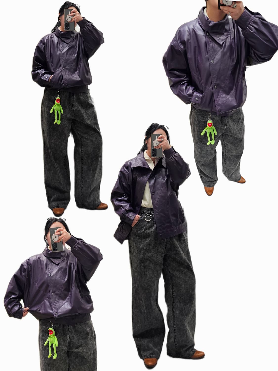 Adrer 스톤워싱 핀턱 와이드 테이퍼드 데님 상품이미지3