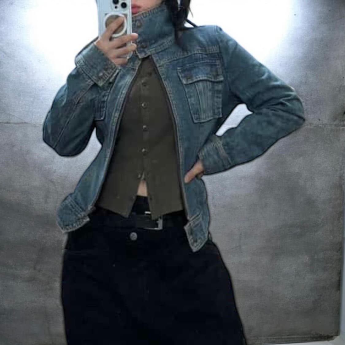 JPN 하이넥 허리라인 데님자켓 상품이미지4