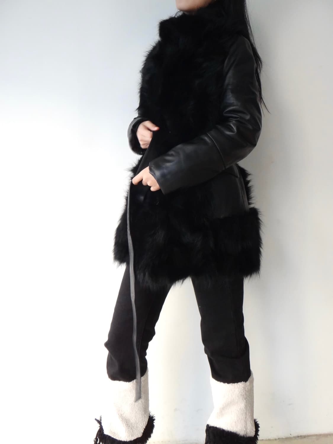 Fur lion leather jacket / black 상품이미지10
