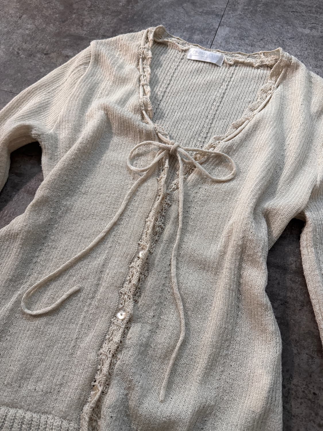 리본 타이 넥 레이스 가디건 상품이미지3