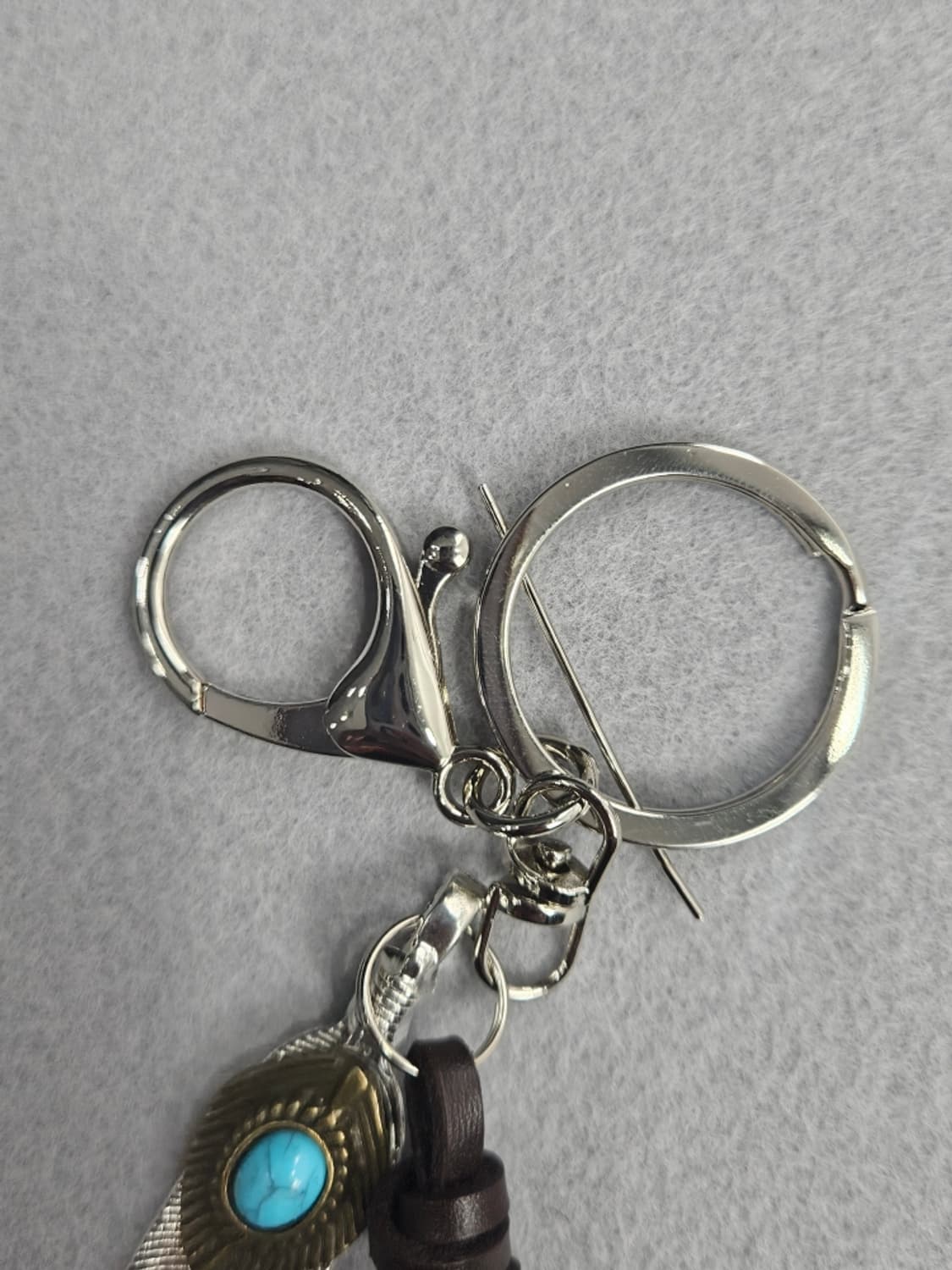 핸드메이드 레더스트링 터키석 메탈페더 키링 ( OS ) / 11530 상품이미지4