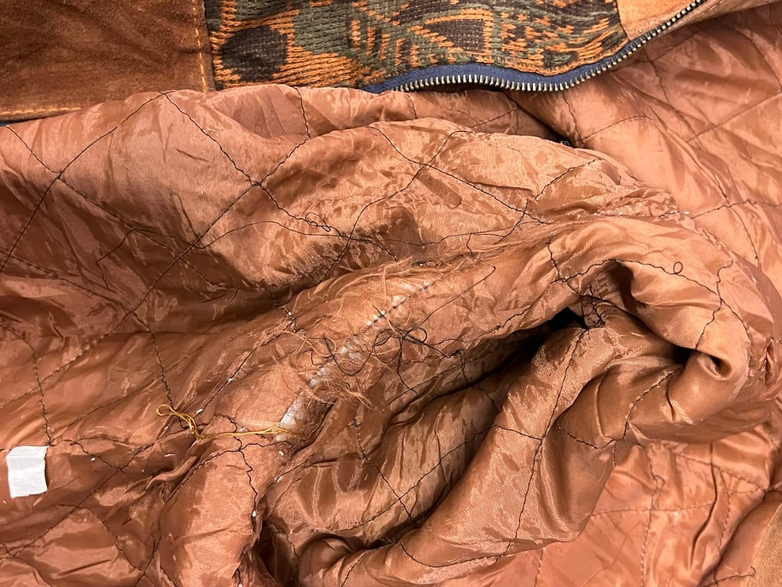 90's [XL] 빈티지 웨스턴 가죽 스웨이드 자켓 아즈텍 자카드 봄버 상품이미지9