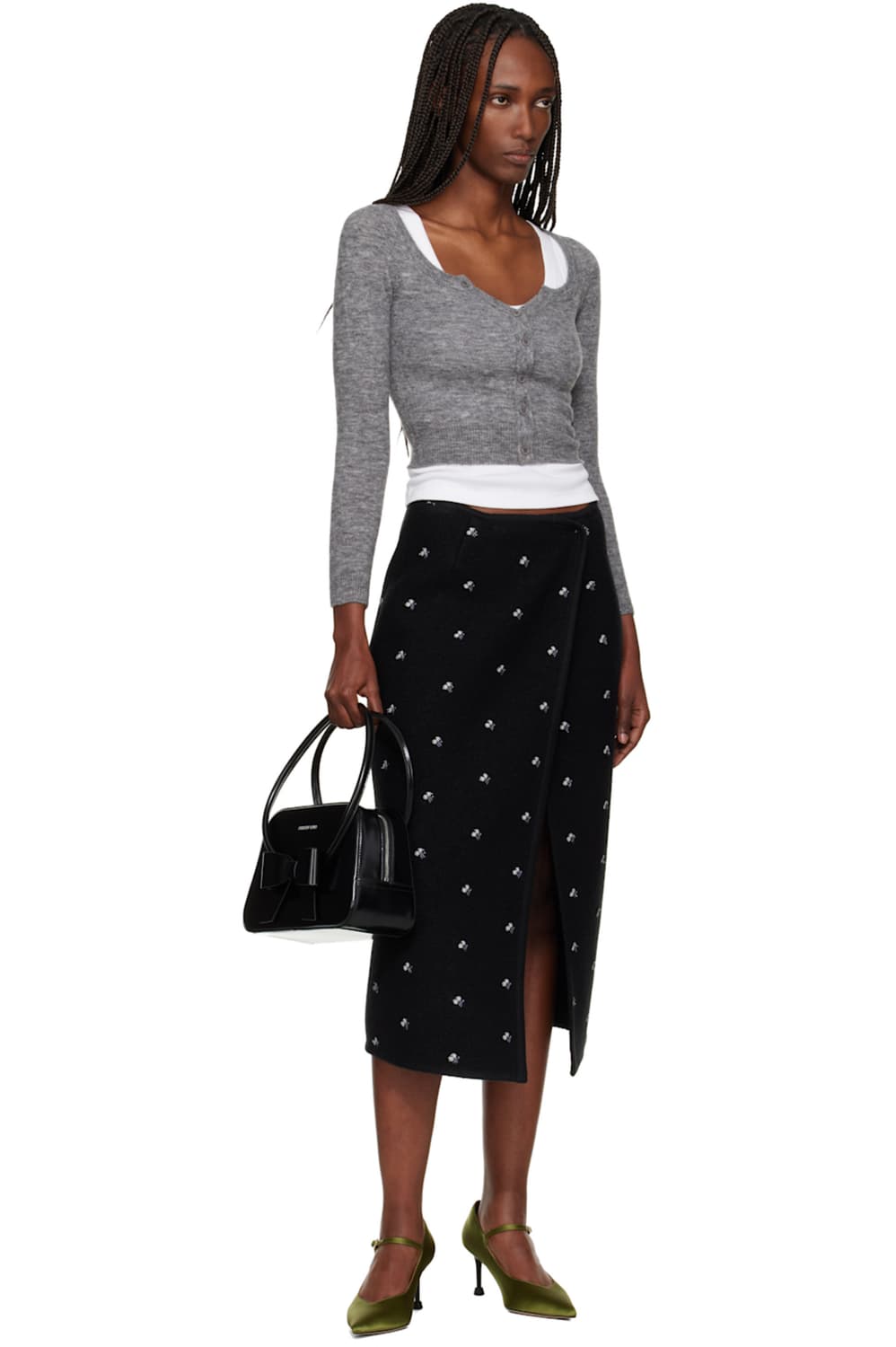 [6]슈슈통 25fw 와이드 라운드 넥 피티드 가디건/그레이 상품이미지7