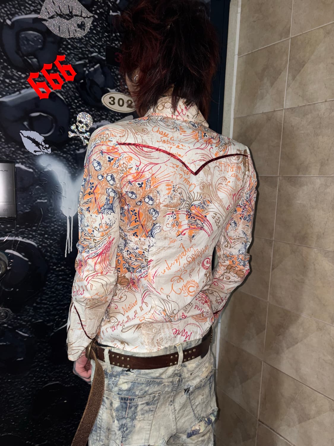 Western Scroll Print Shirt 상품이미지4