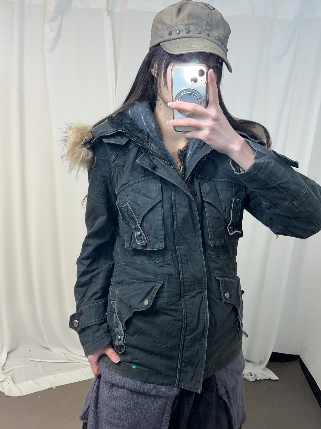 00‘s 네이비 그런지 울프죠 야상 상품이미지3