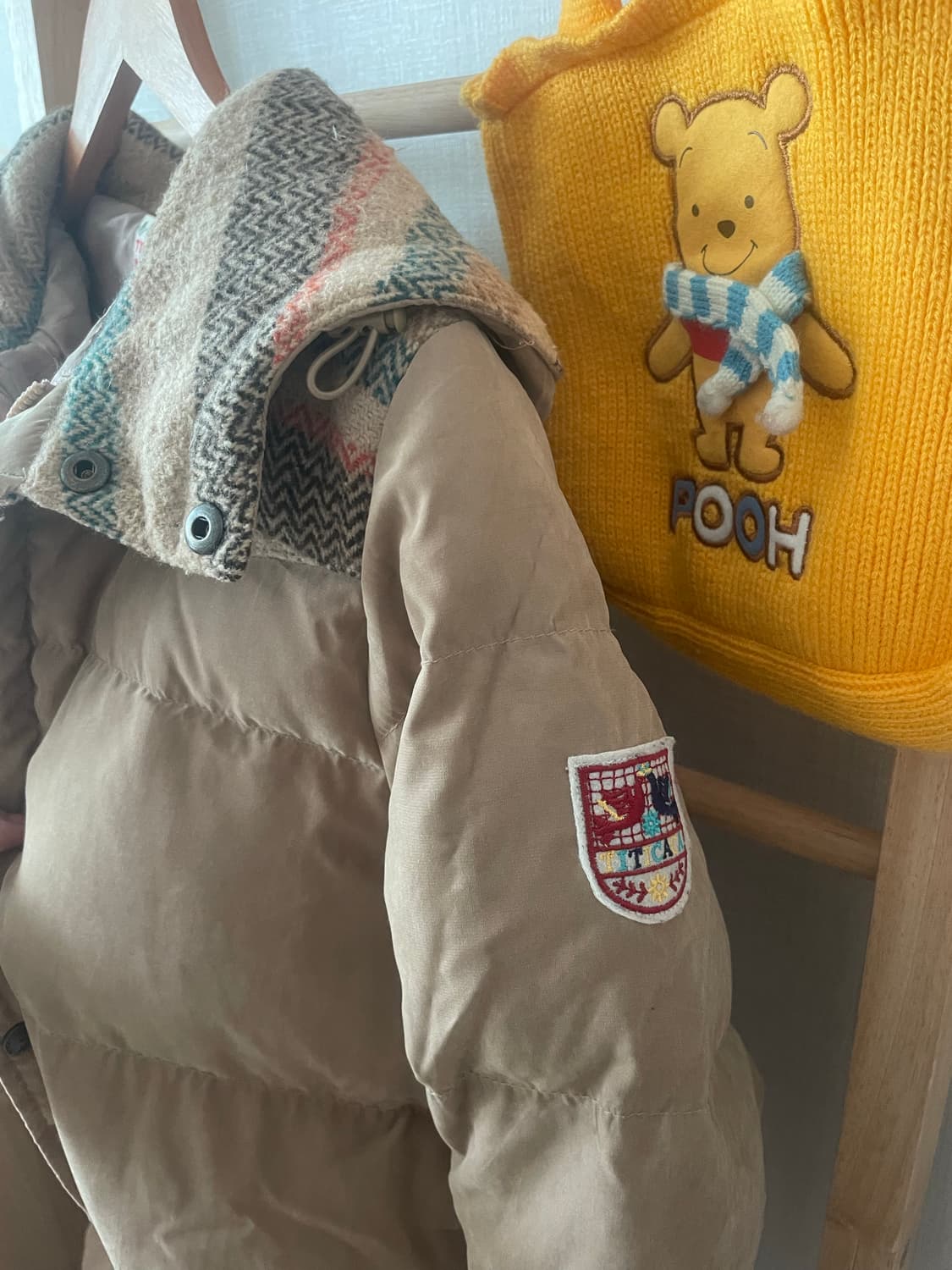 모리걸 빈티지 티티카카 구스다운 배색 후드 롱패딩 상품이미지4