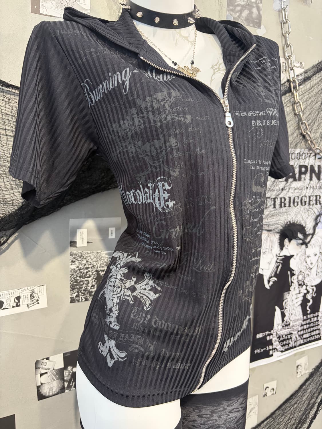 PUNK lettering skull halfsleeve hood zip 상품이미지10