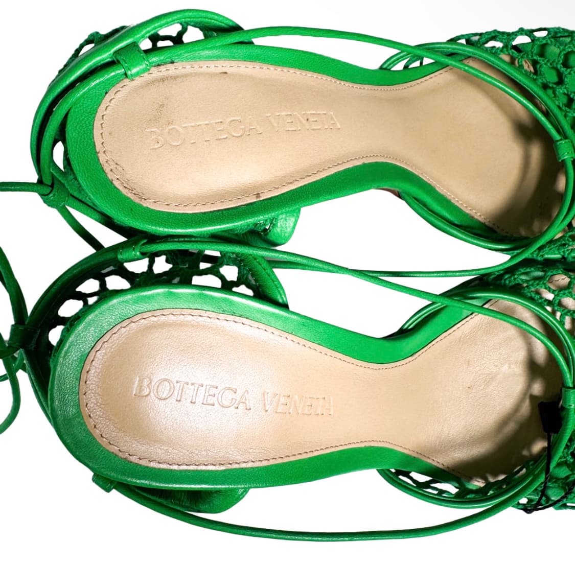 [36] 보테가베네타 여성 스트레치 레이스업 스트랩 펌프스 샌들 그린 상품이미지8