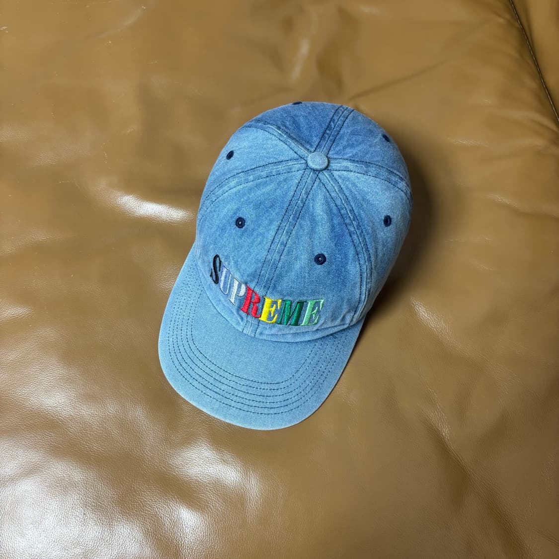 Supreme 슈프림 멀티 컬러 로고 워시드 데님 6패널 볼캡 모자 상품이미지5