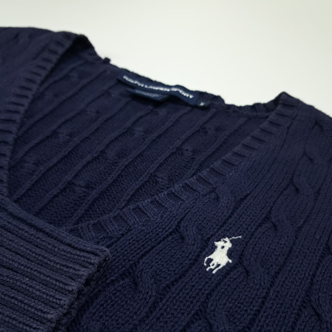 CL491 XL 폴로 00s 코튼 케이블 브이넥 네이비 니트 스웨터 상품이미지4