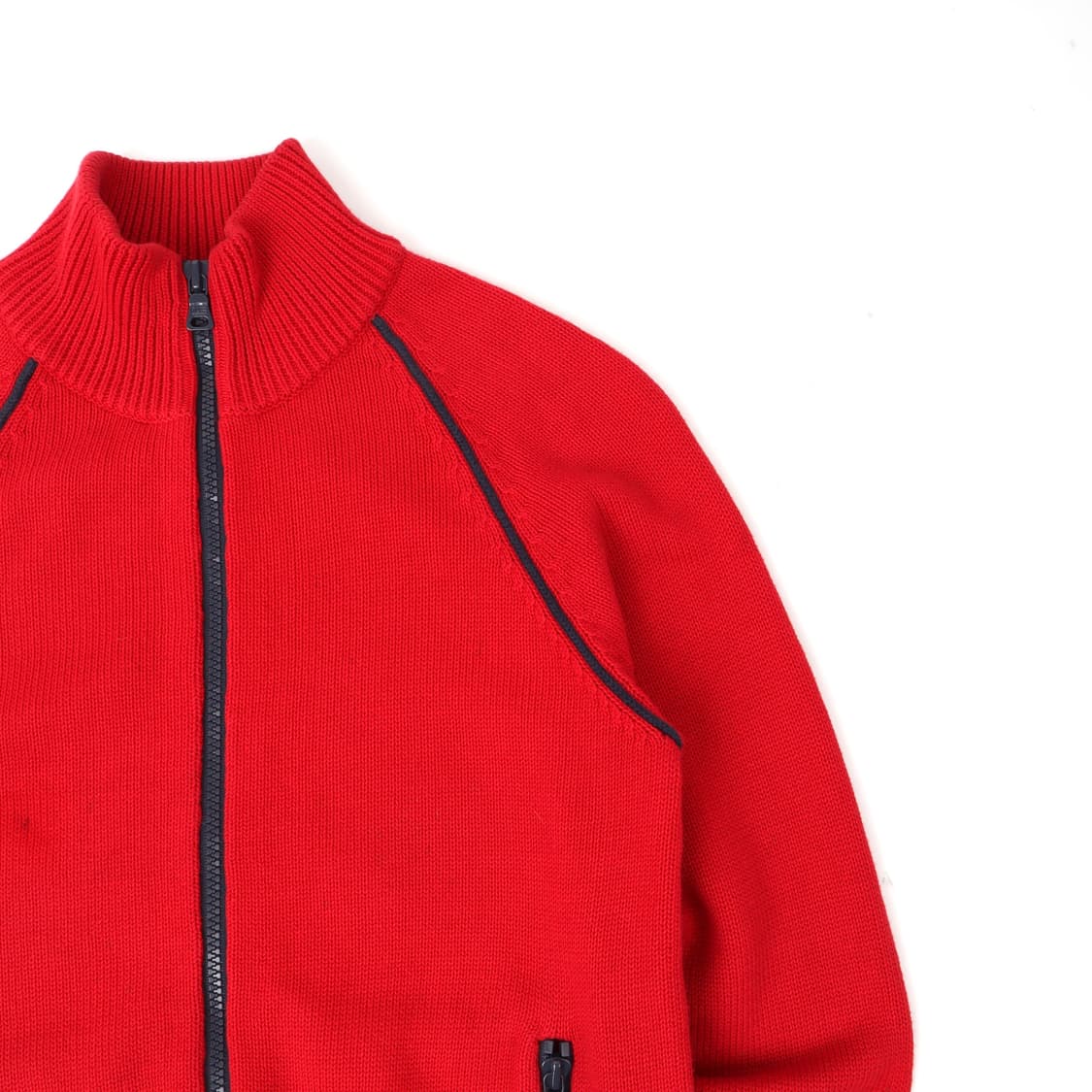 폴로진스 코 레드 코튼 니트 집업 가디건 상품이미지3
