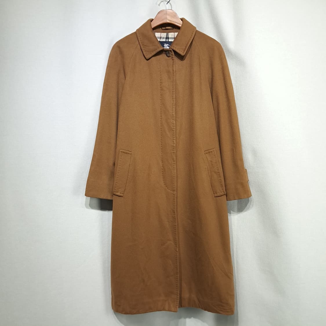 CN985W L 버버리 클래식카멜 노바체크 라이닝 울 롱코트 상품이미지1