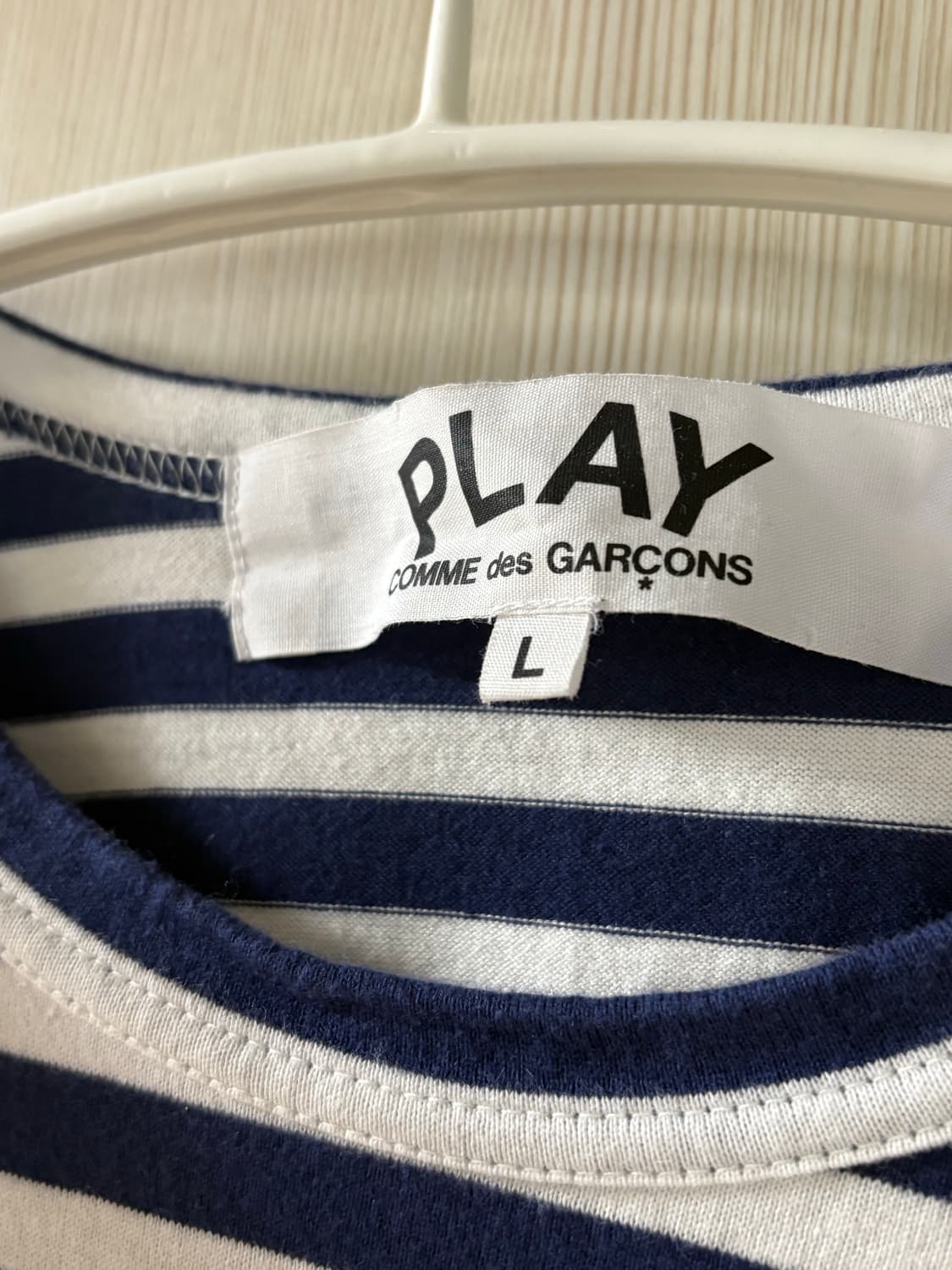 꼼데가르송 레드 하트 스트라이프 롱슬리브 네이비 L 상품이미지3