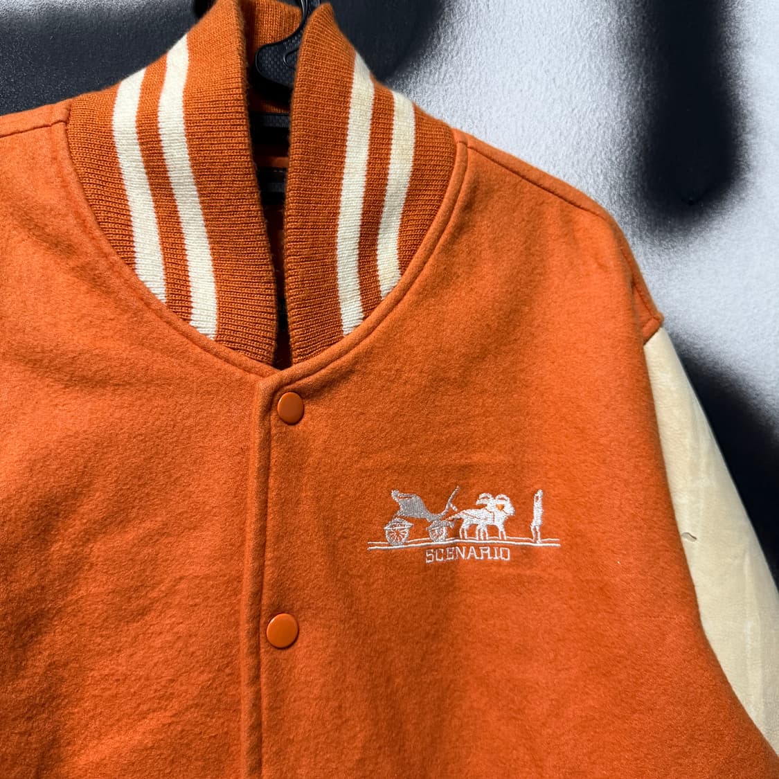 VTG 빈티지 올드스쿨 빅 패치 레더암 바시티 자켓 상품이미지3