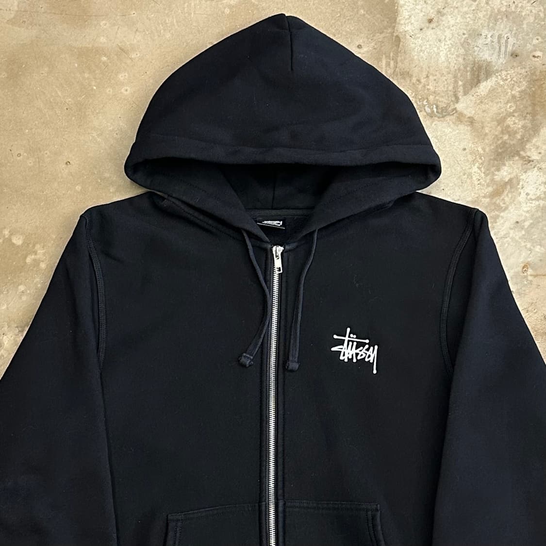 M 스투시 빅로고 블랙 기모 후드 집업 상품이미지1