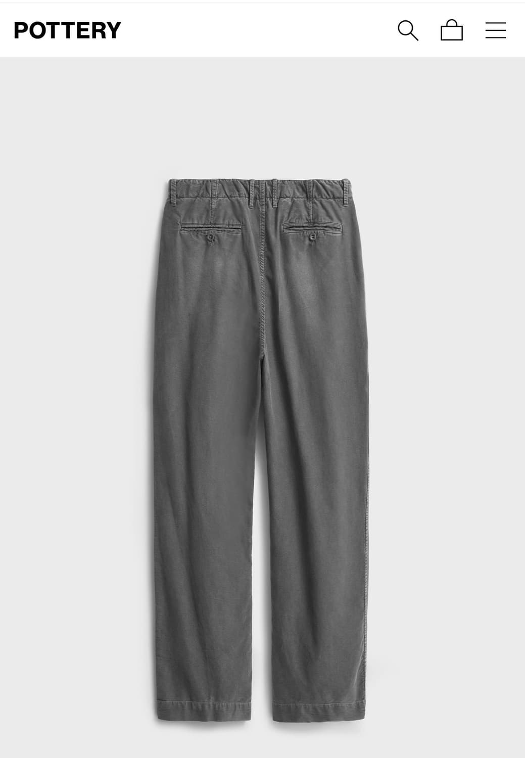 포터리(Pottery)스테디셀러 라이트 몰스킨 루즈드 테이퍼드 팬츠 상품이미지2