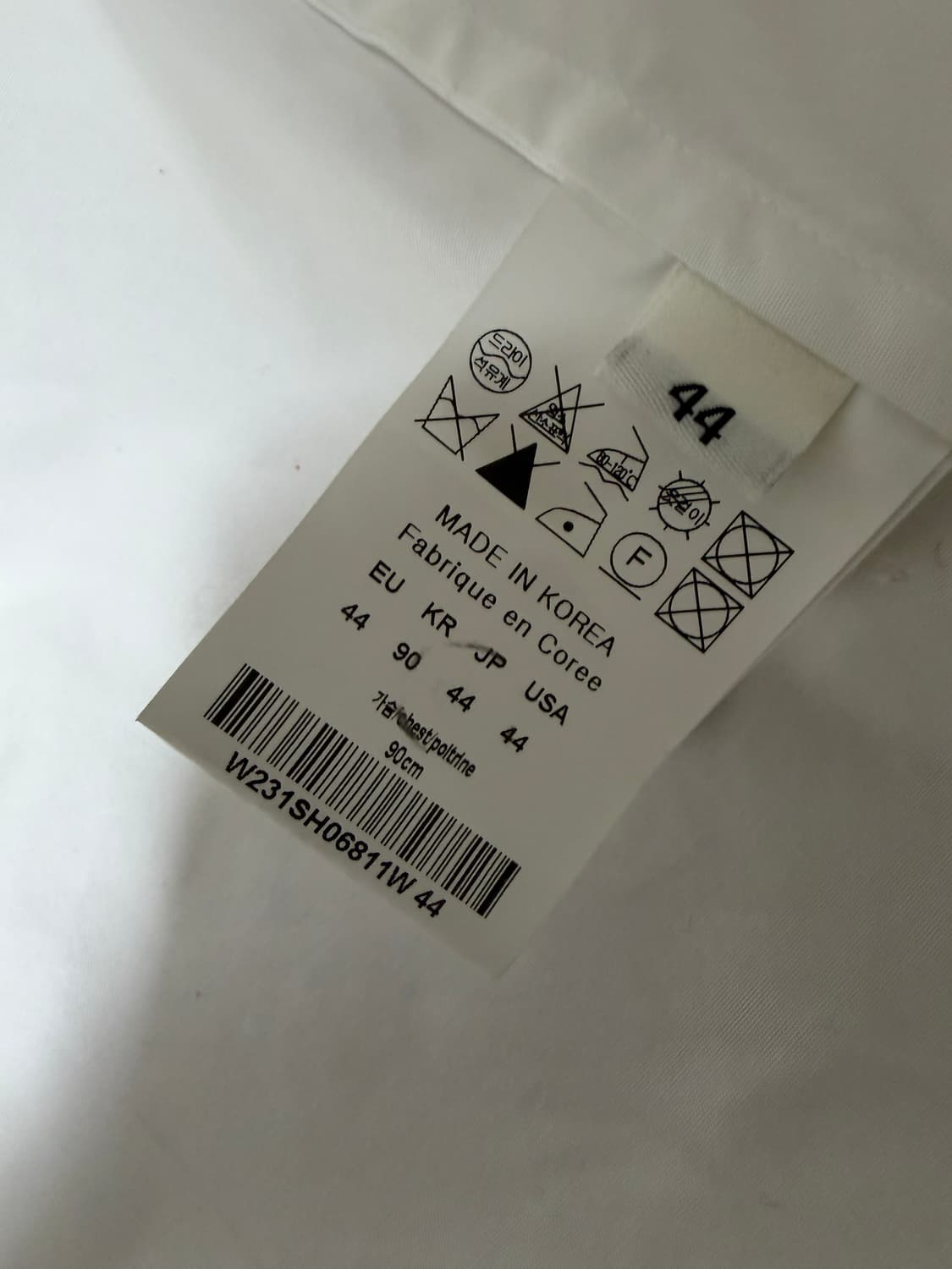 우영미 WYM 백로고 화이트 셔츠 44사이즈 상품이미지3