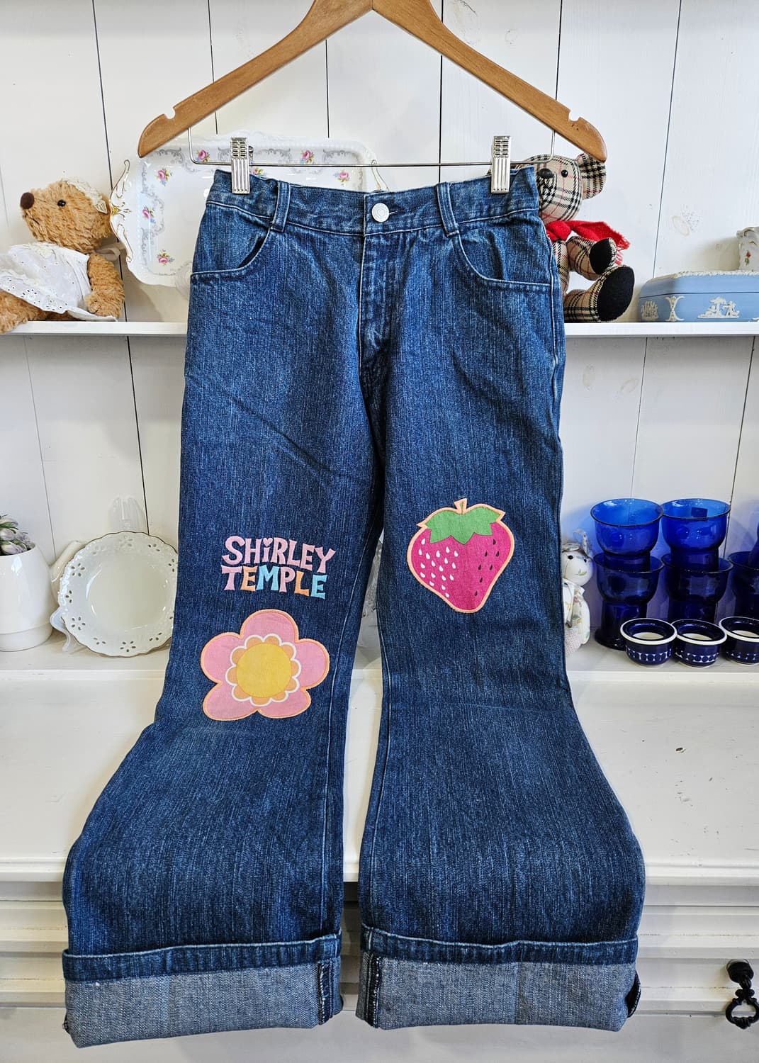 셔리템플(Shirley Temple) 데님핑크 딸기 플라워 청바지 상품이미지1