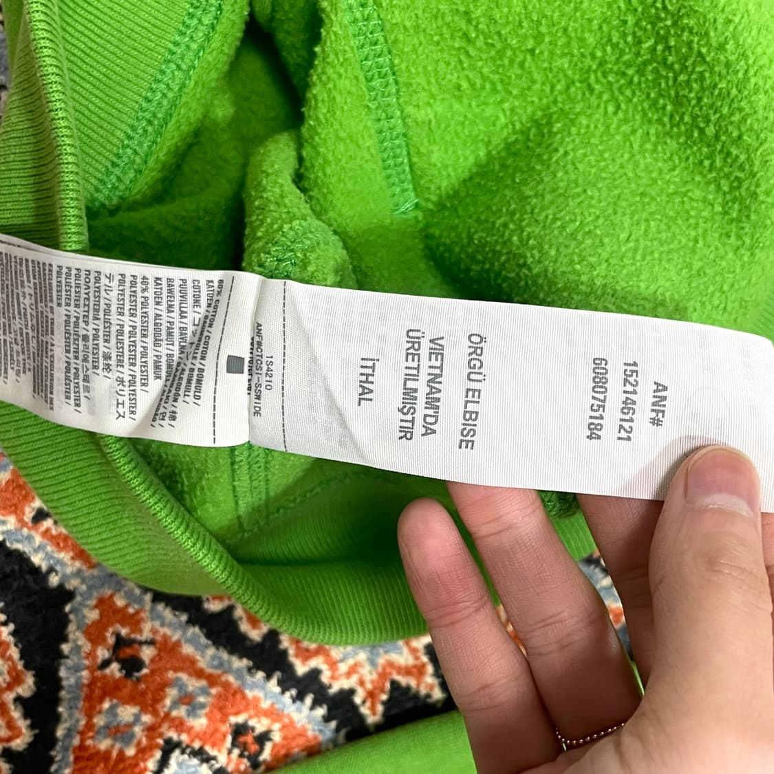 아베크롬비 스펠로고 연두 기모 후드집업 여성XS 상품이미지5