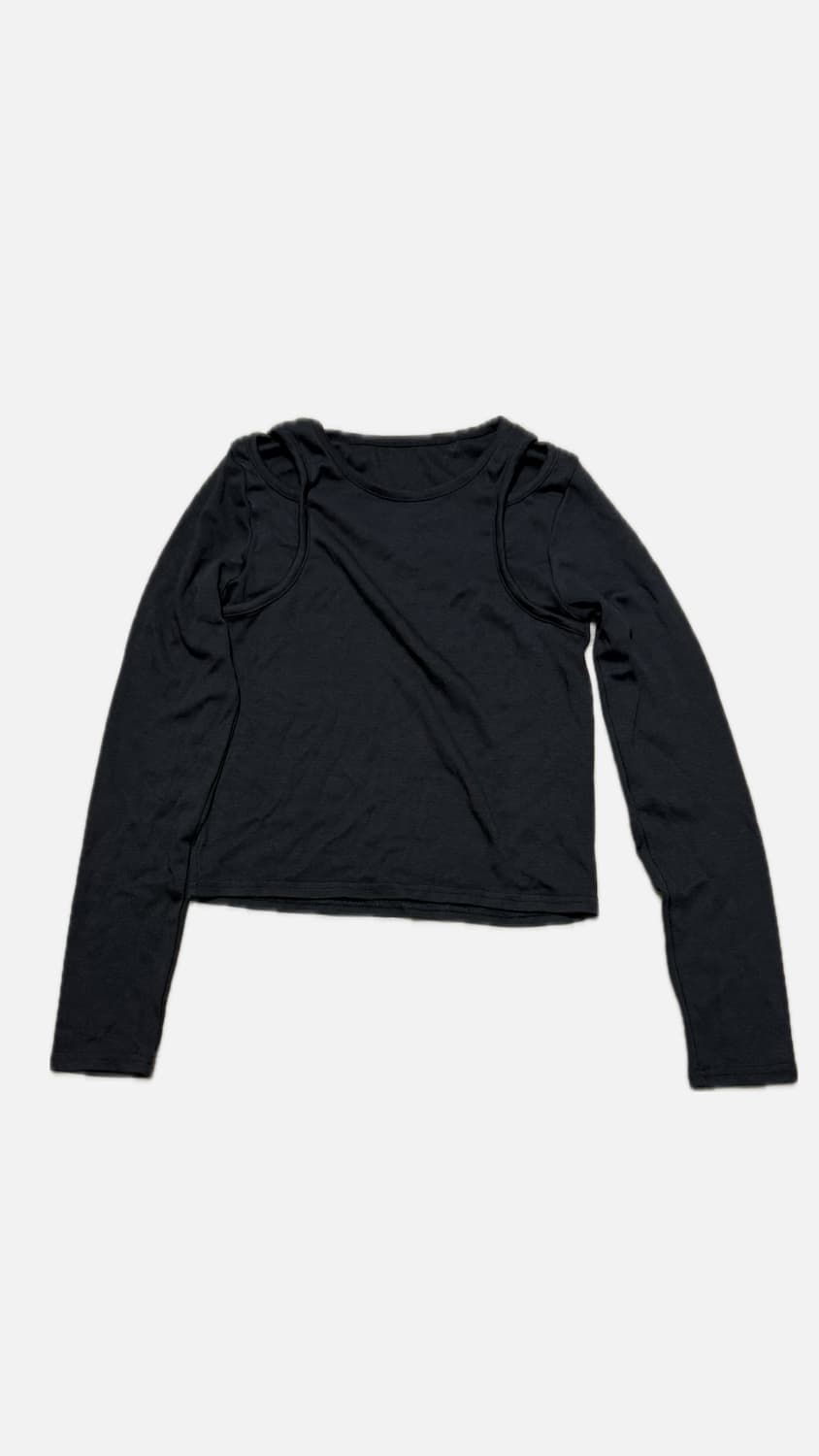 숄더 트임 디테일 티셔츠 블랙 상품이미지1