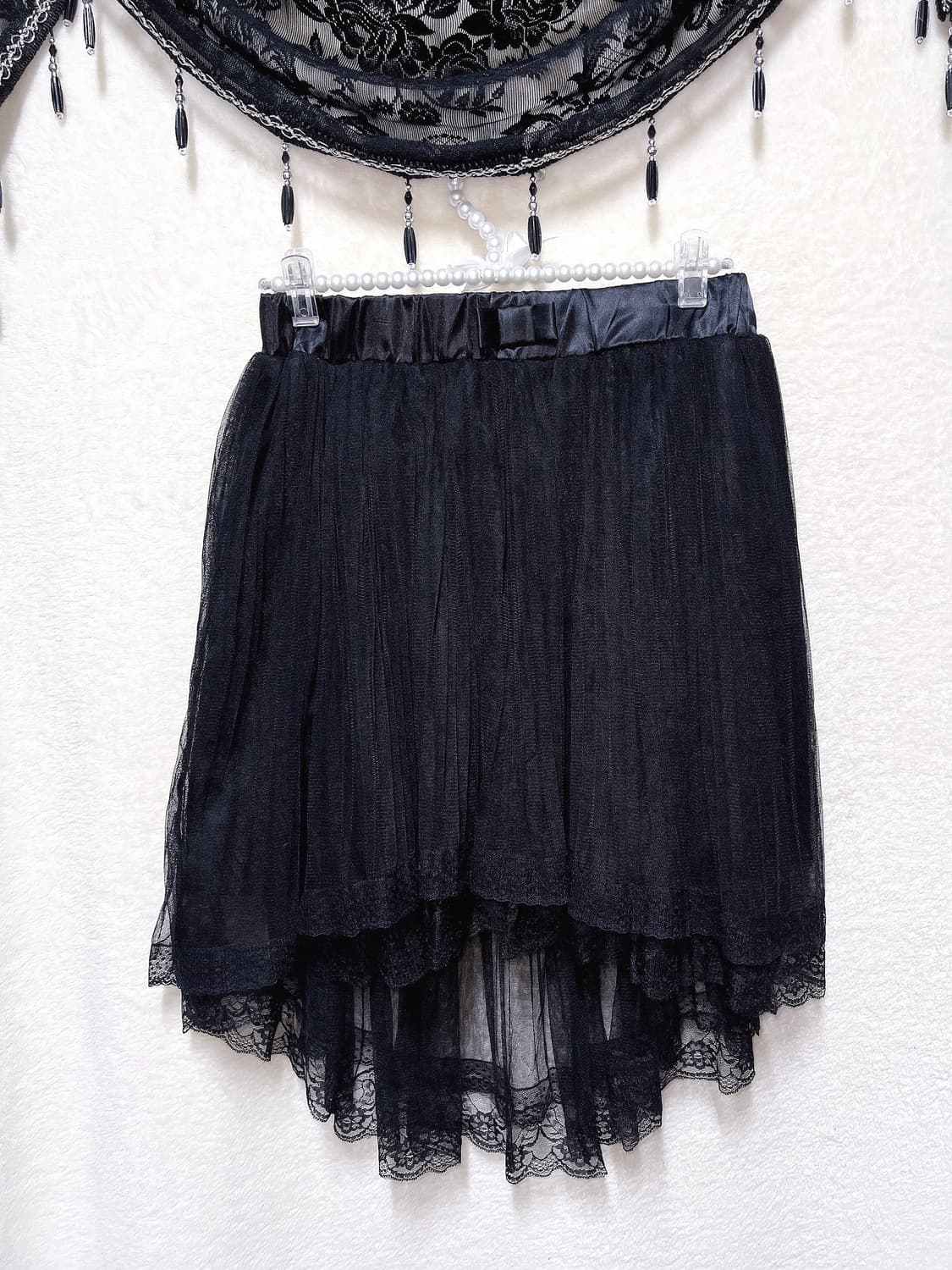 로맨틱고딕 고스로리 펑크 블랙 레이스 언발 샤스커트 튜튜 공겜 핀터페어리 상품이미지6