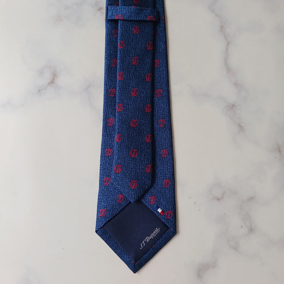 에스.티. 듀퐁 네이비 로고 패턴 넥타이 8cm S~A+등급 E952 상품이미지9