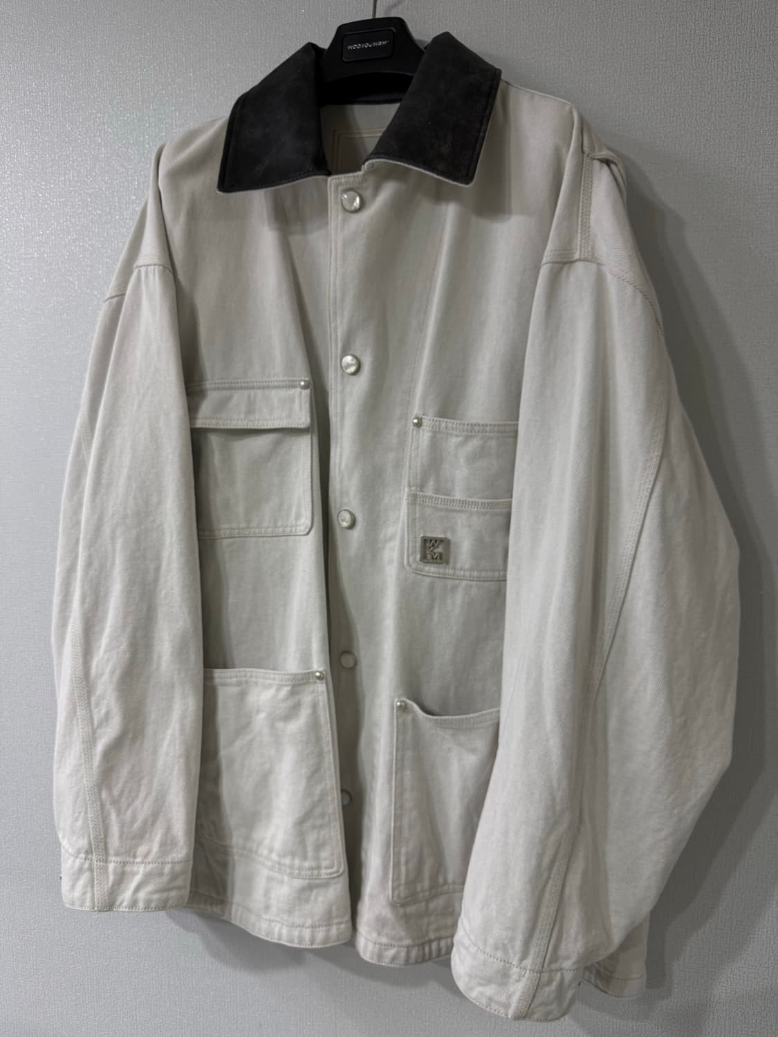 [50] 우영미 레더카라 데님 코트 자켓 오프화이트 상품이미지2