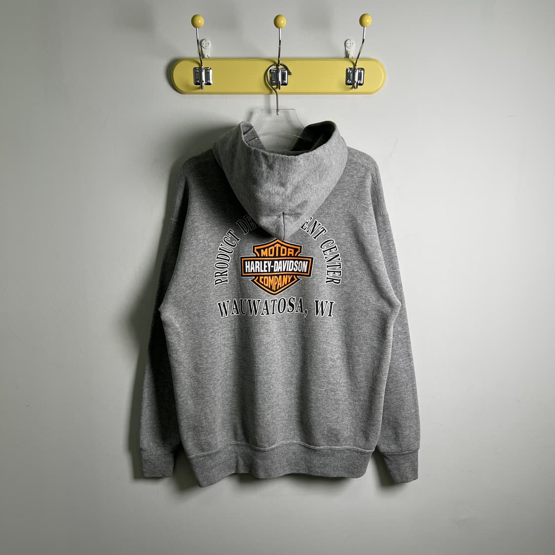 할리데이비슨 로고 프린팅 그레이 후드티 상품이미지2