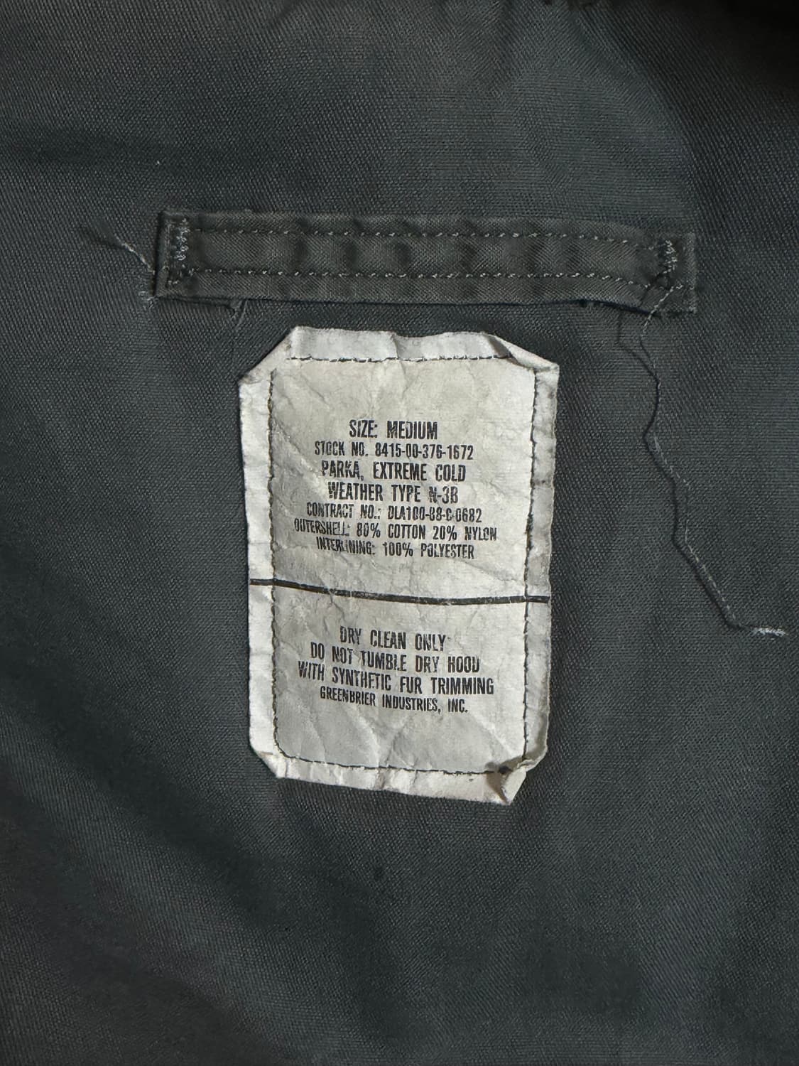 n3b 오리지널 미군 밀리터리 m ma1 m65 패딩 파카 상품이미지2