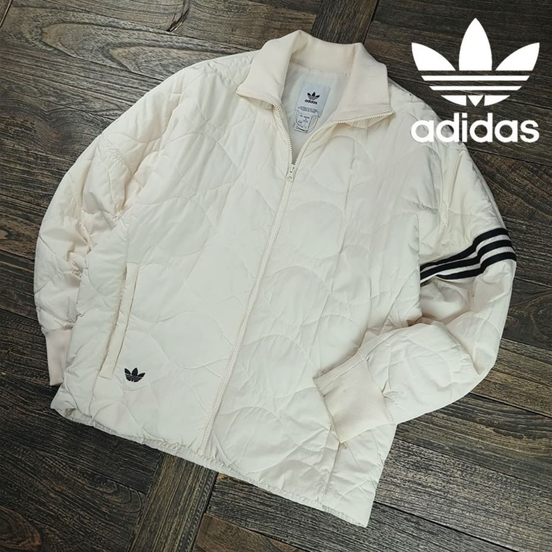 [아디다스] 불꽃 로고 자수 퀼팅 퀄팅 자켓 아이보리 M19727 상품이미지1