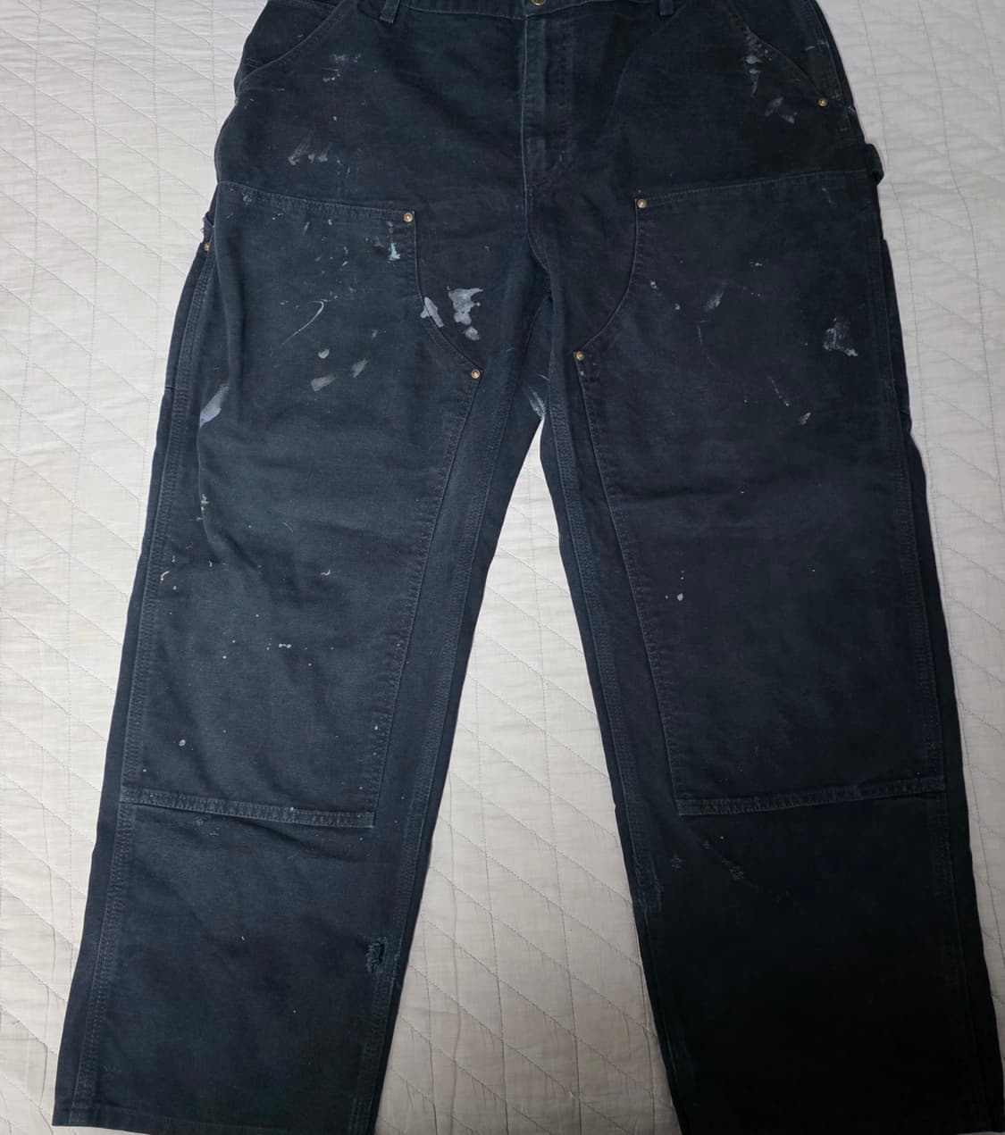 [40X30] 빈티지 칼하트 더블니 B01 BLK 워크팬츠 페인팅 BK3 상품이미지1