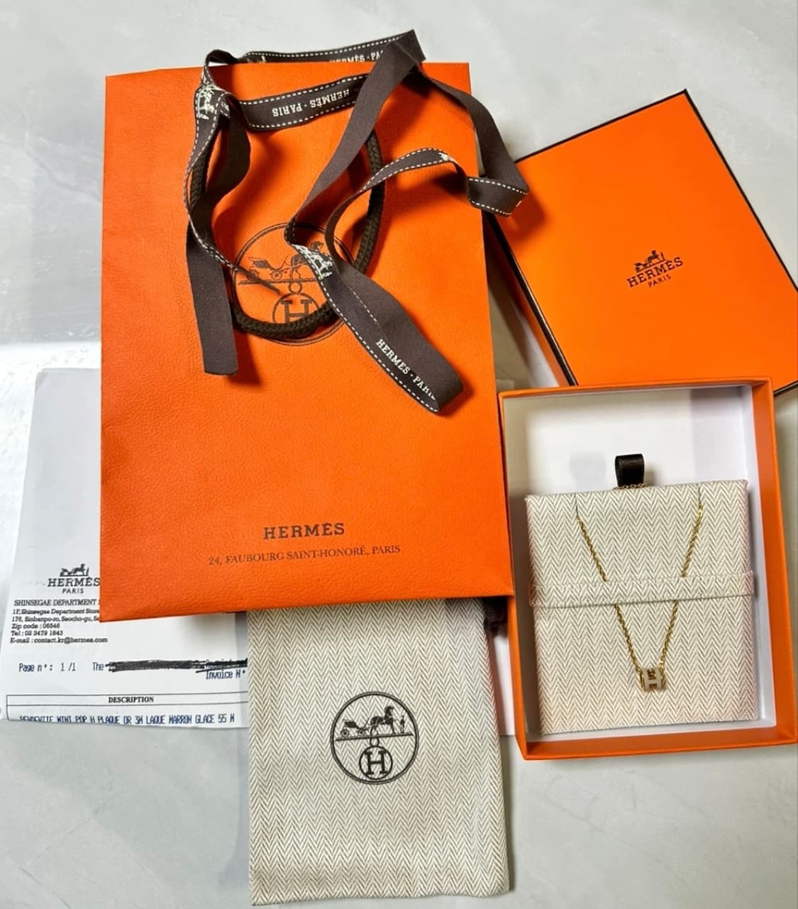 [백화점판/풀구성품]에르메스 여성 목걸이 팝아슈 미니 골드/마론글라쎄 상품이미지2