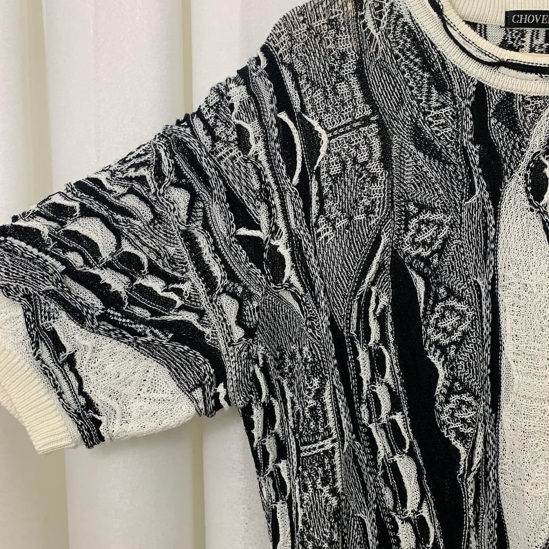 초버트 멀티컬러 케이블 패턴 하프 니트 상품이미지3